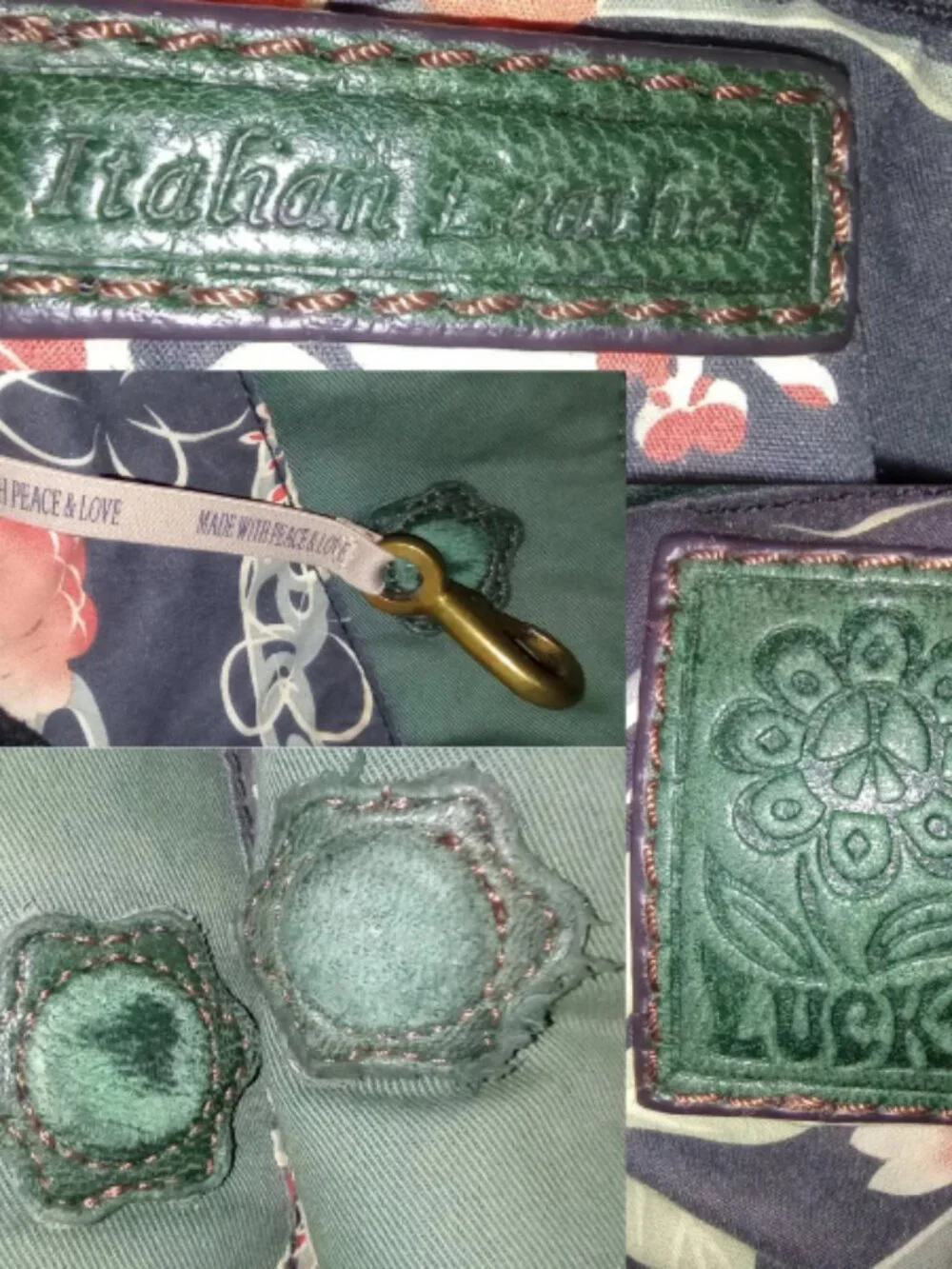 Lucky Brand Green Italian Lamb Leather Rocken Ruffles Tote